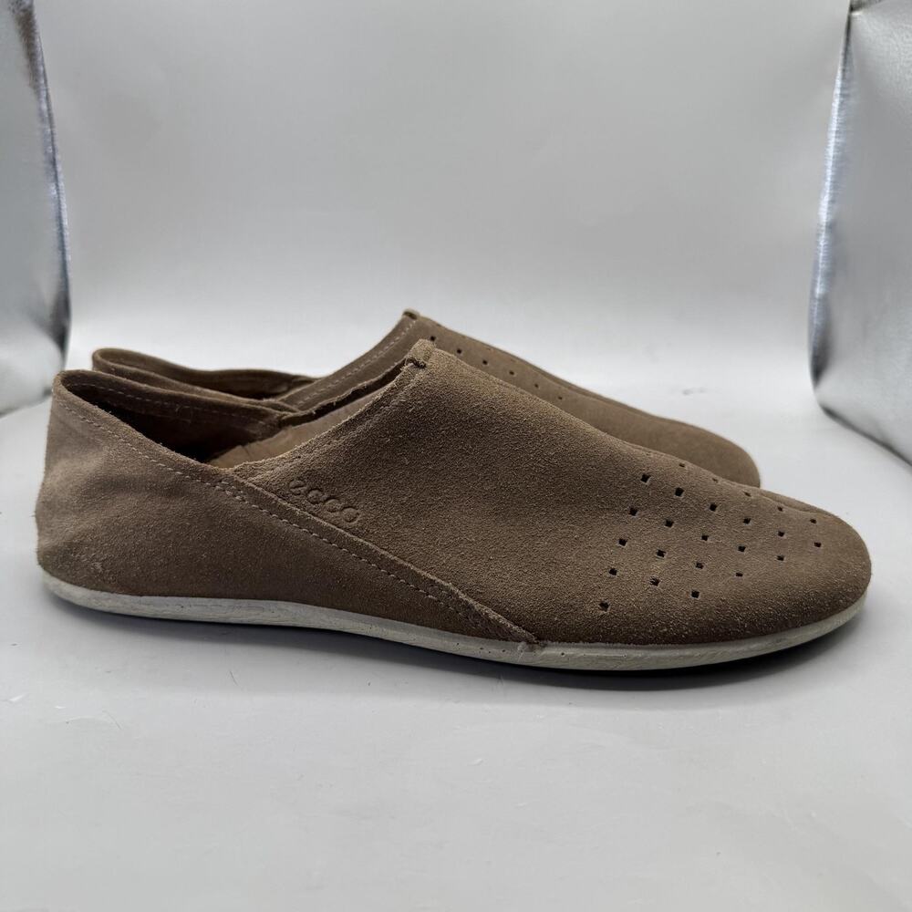 ECCO Easy M Suede Slip-On Shoes Mens Size 9.5 Brown Casual Perforated EU 43
